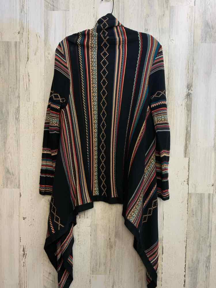 FOXCROFT Tops Size M BLK/MULTI-COLOR Stripe CARDIGAN Cardigan