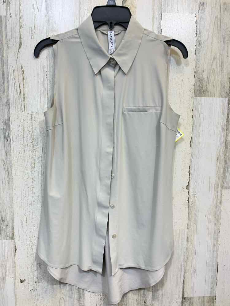 PRE-OWNED ATHLETA Tops Size XS BIEGE BUTTON UP Blouse/BEIGE SLEEVELESS BUTTON UP