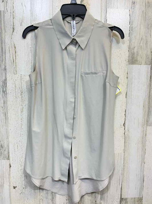 PRE-OWNED ATHLETA Tops Size XS BIEGE BUTTON UP Blouse/BEIGE SLEEVELESS BUTTON UP