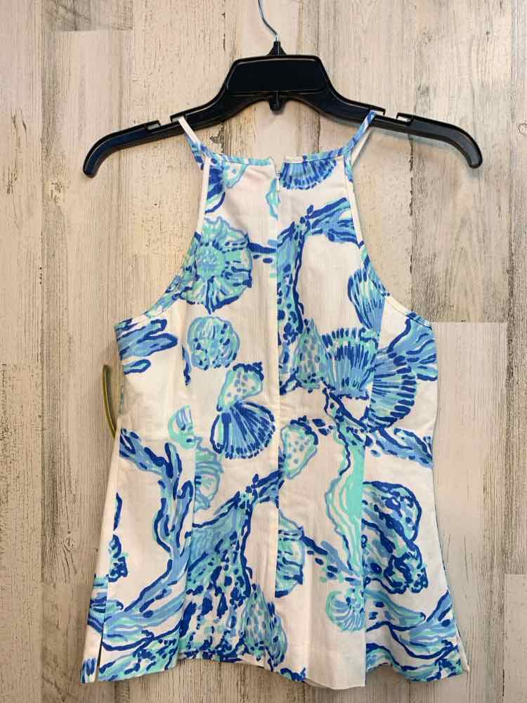 NWT LILLY PULITZER Tops Size 4 WHT/BLU SHELLS HALTER TOP