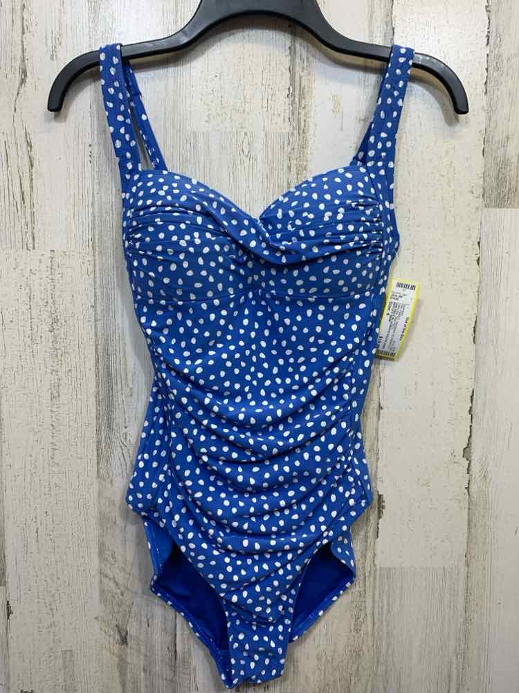 PRE-OWNED NIPTUCK SWIM Swimwear Size 6 BLUE/WHITE Polka Dot ONE PIECE Swimsuit