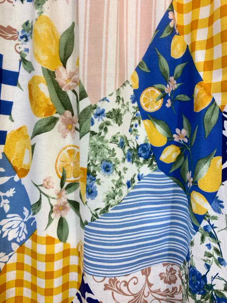 NWT BLU PEPPER M BOTTOMS WHT/BLU/YEL LEMONS MAXI Full SKIRT