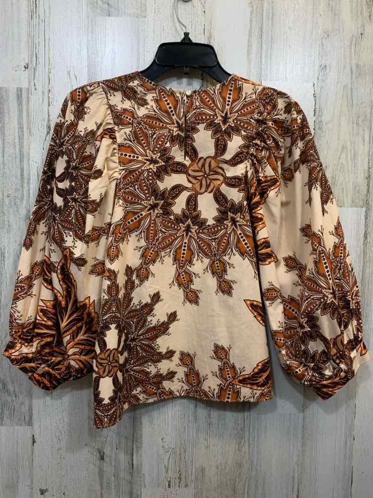 MAUDE VIVANTE Tops Size XS BRN/TAN Floral 3/4 LENGTH TOP