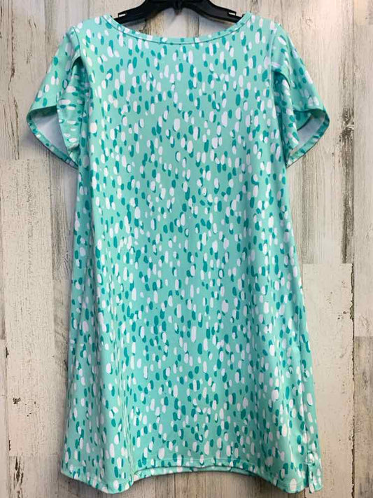 PRE-OWNED KIM ROGERS Dresses and Skirts Size PL AQUA/WHT/BLU SPOTS Dress
