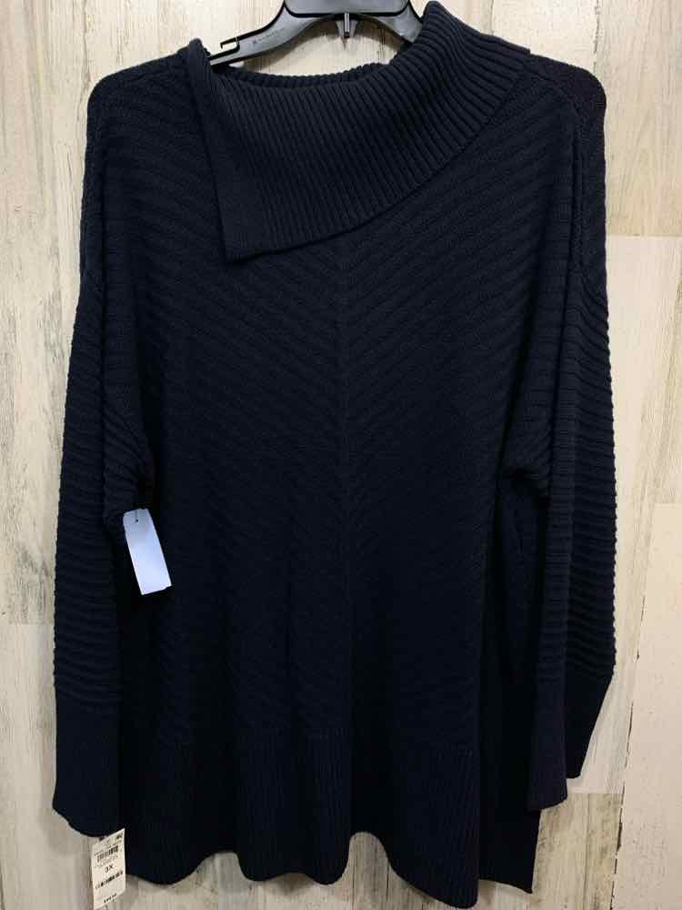 NWT STYLE & CO Size 3X Tops Navy CHEVRON LONGSLEEVE SWEATER