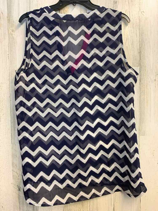 PRE-OWNED LIVE 4 TRUTH Tops Size XL NVY/WHT ZIG ZAG SLEEVELESS TOP