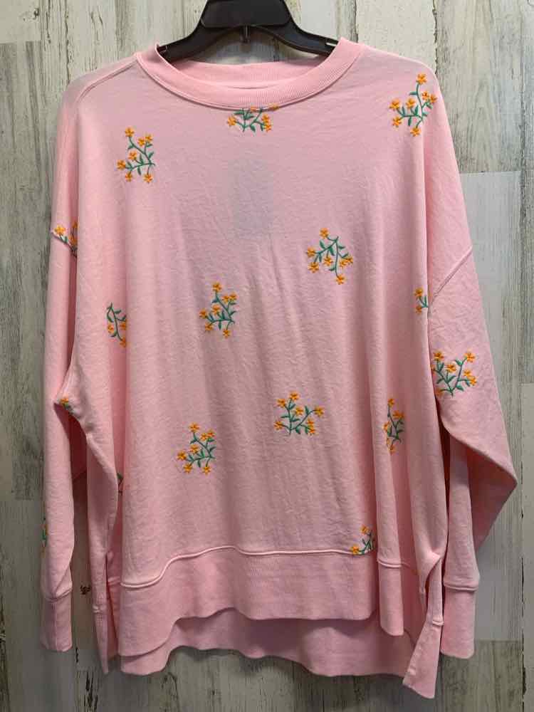 NWT CROWN & IVY Tops Size XL BABY PINK/YELLOW/GREEN DAISIES SWEATER SWEATER/CREW