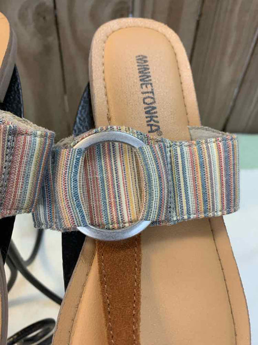 MINNETONKA SHOES 7 Multi-Color Stripe SANDAL Shoes
