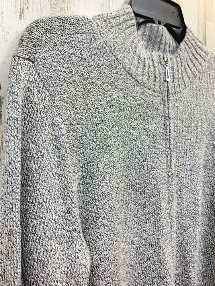 PRE-OWNED KAREN SCOTT Size XL Tops Gray Knit LONG SLEEVES ZIP UP SWEATE Cardigan