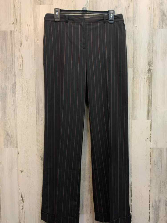 Size 10 CASUAL CORNER BOTTOMS BLK/BRN Stripe STRAIGHT Pants