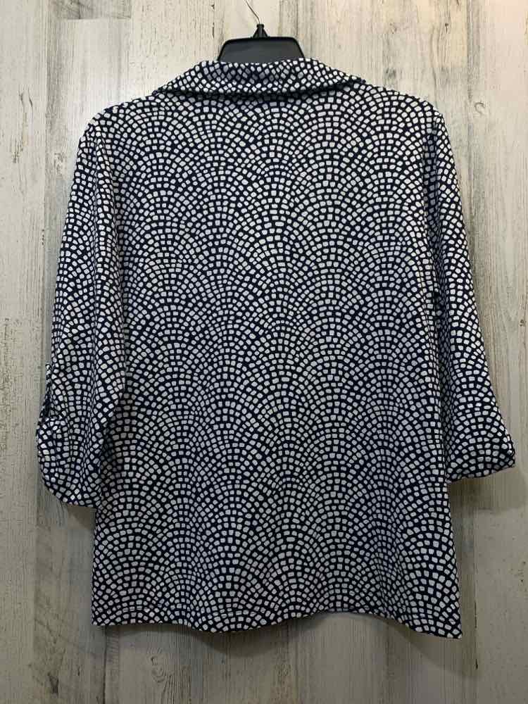 J.MCLAUGHLIN Tops Size S NAVY/WHT SPECKS 3/4 LENGTH Shirt