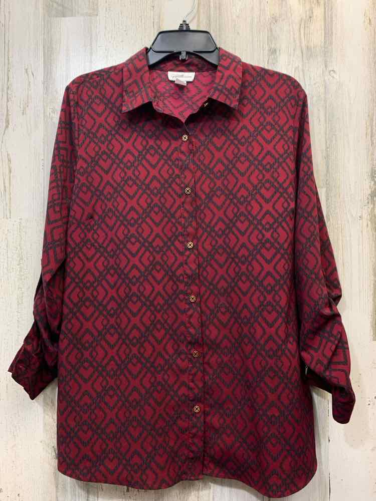 JACKLYN SMITH Tops Size L WINE/GRAY LINK LONG SLEEVES Shirt