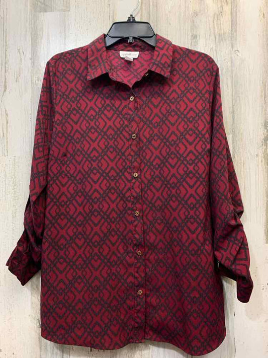 JACKLYN SMITH Tops Size L WINE/GRAY LINK LONG SLEEVES Shirt