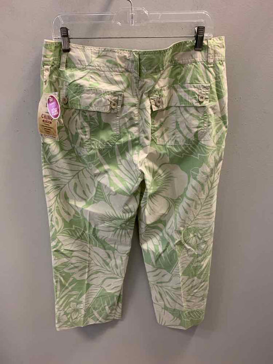 NWT Size 12 FADED GLORY BOTTOMS GRN/WHT LEAFS Pants