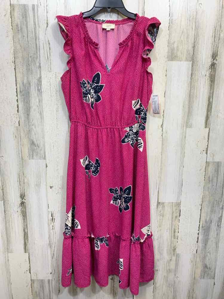 PRE-OWNED LOFT Dresses and Skirts Size M PURPLE/NAVY FLORAL/POLKA DOT Dress/PURP