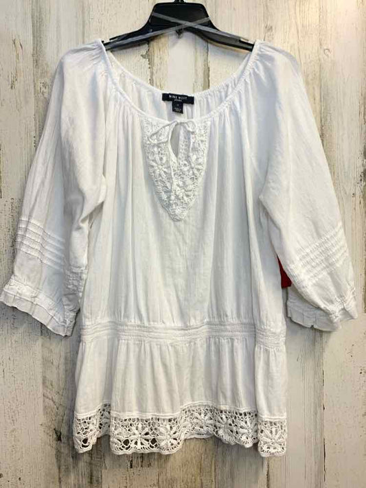 NINE WEST PLUS SIZES Size 1X White 3/4 LENGTH TOP