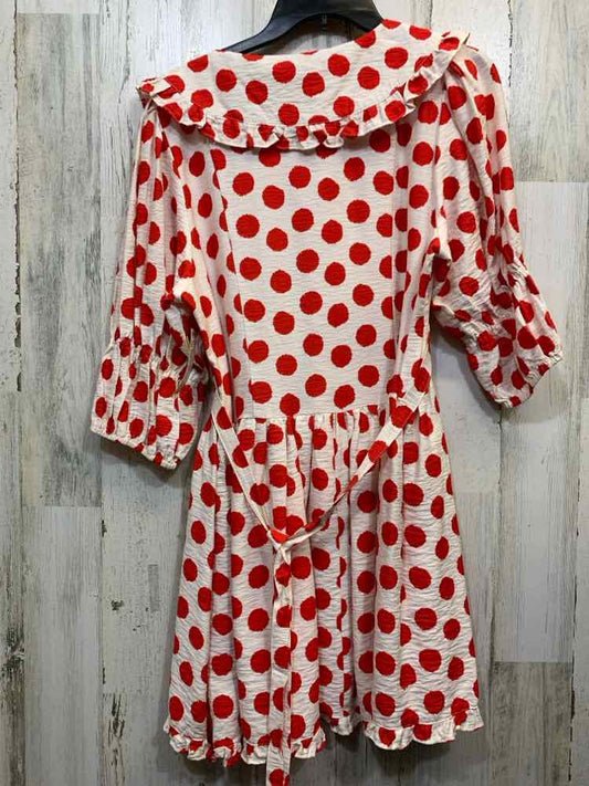 NWT UMGEE Dresses and Skirts Size L RED/WHITE DOTS RUFFLE Dress/BUTTON ON CHEST