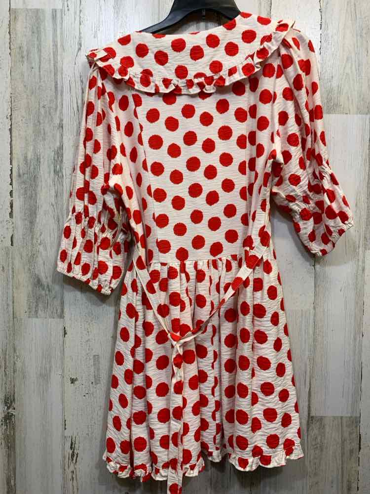 NWT UMGEE Dresses and Skirts Size L RED/WHITE DOTS RUFFLE Dress/BUTTON ON CHEST