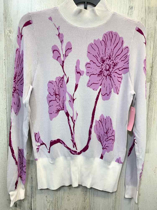 INC Tops Size M WHT/ORCHID FLOWERS SWEATER Sweater