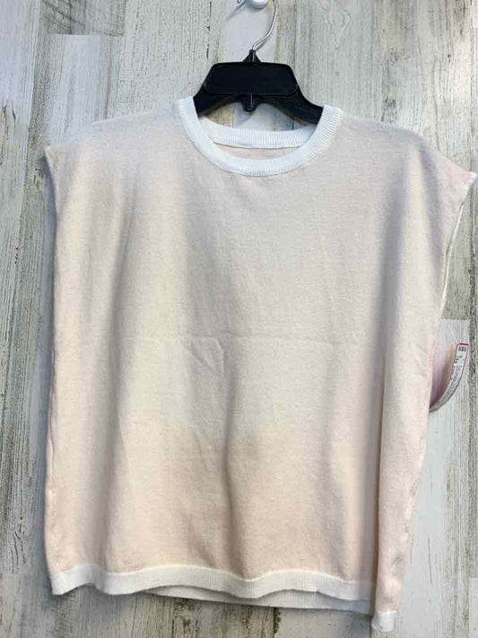 PRE-OWNED Tops Size S Cream SLEEVELESS TOP/WHITE TRIM NECKLINE & BOTTOM