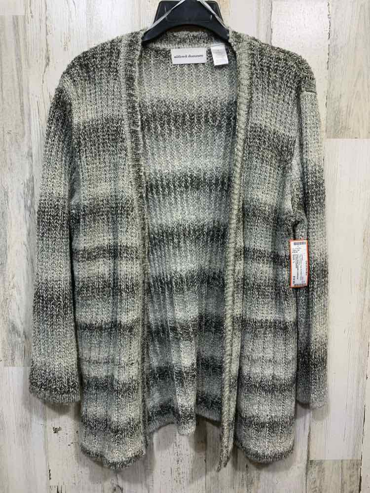 PRE-OWNED ALFRED DUNNER Size L Tops BLK/WHT/GRAY LONG SLEEVE Cardigan