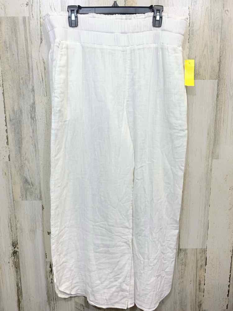 NWT Size XL ON THE 34TH BOTTOMS White Solid WIDE LEG Pants