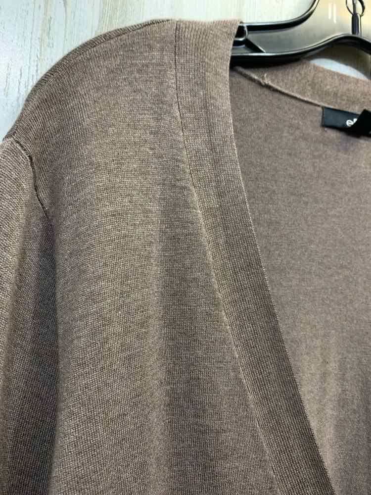 PRE-OWNED ELLOS Tops Size L Brown Solid BUTTON UP Sweater/BROWN BUTTON UP SWEATE