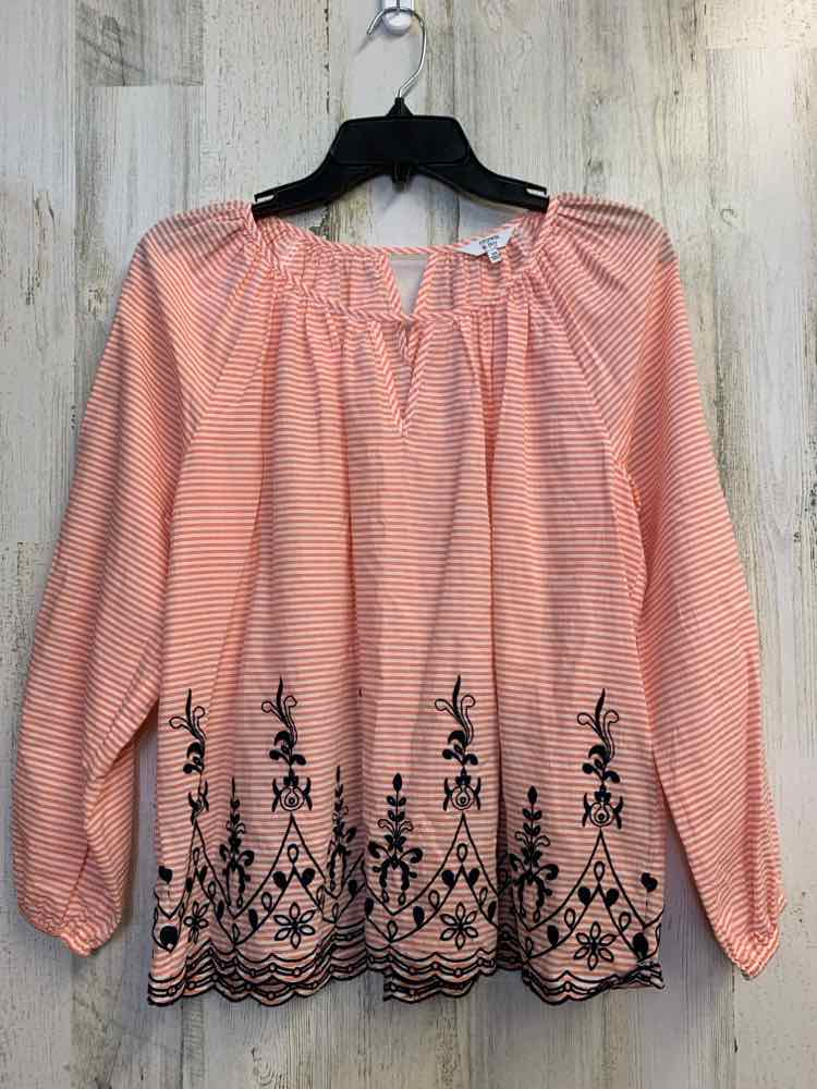 CROWN & IVY Tops Size XS ORG/WHT/NAVY Stripe LONG SLEEVES TOP