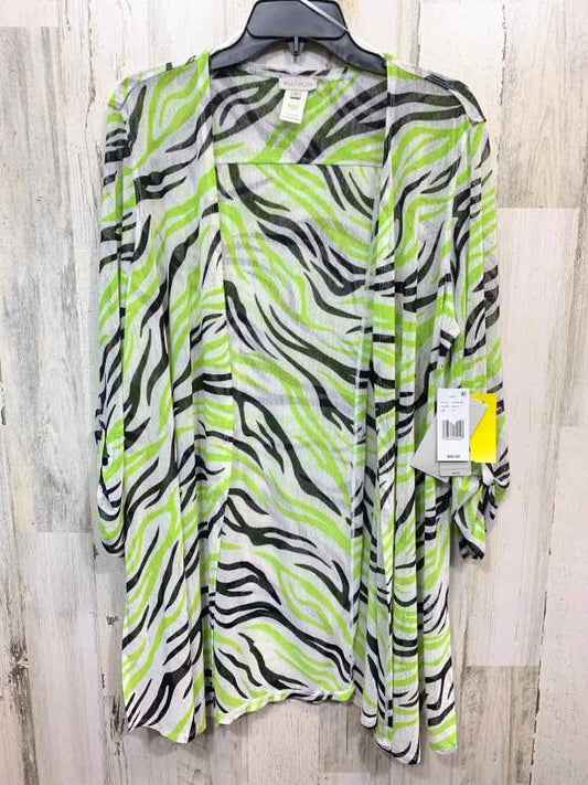 PRE-OWNED MULTIPLES/LIGHTWEIGHT GOING GREEN SHEER OPEN FRONT 3/4 SLEEVE CARDIGAN