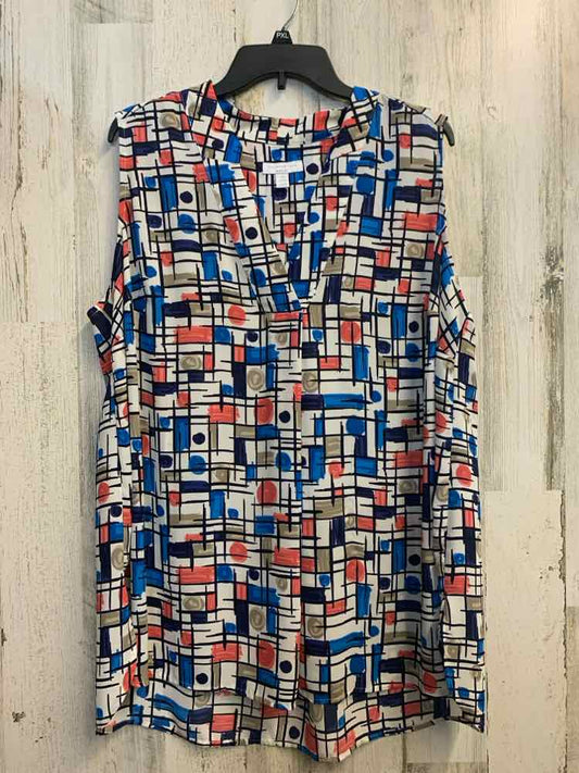 PRE-OWNED CHARTER CLUB PLUS SIZES Size 2X Multi-Color RECTANGLES/CIRCLES TOP