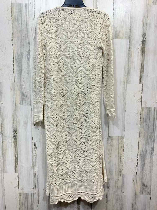 PRE-OWNED FRESHMAN1996 Tops Size XS BIEGE CROCHET DUSTER Duster Top/LONG SLEEVE