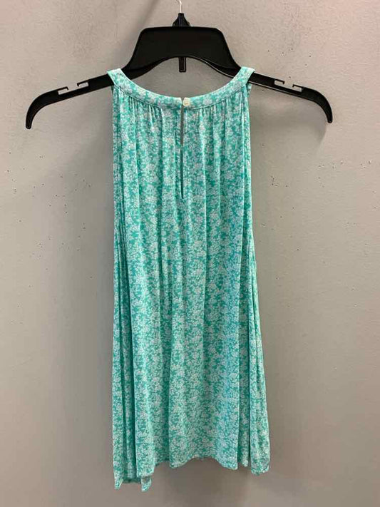 LOFT Tops Size M AQUA/WHT Floral HALTER TOP