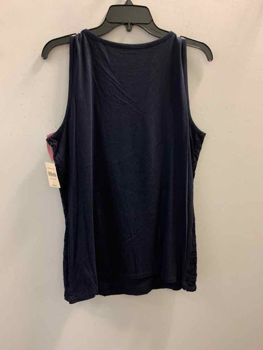 NWT COLDWATER CREEK Tops Size L NVY/SILVER SLEEVELESS TOP