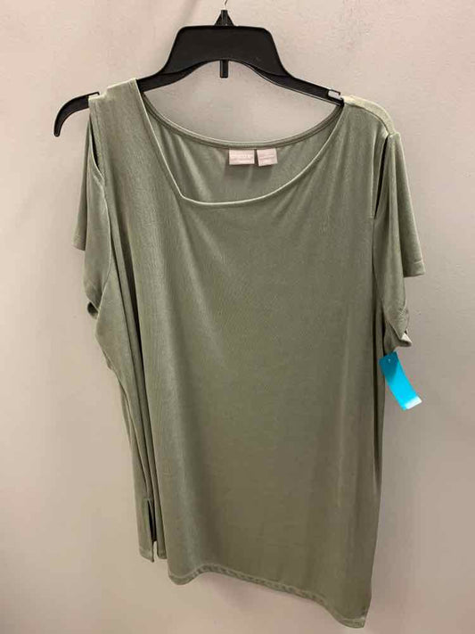 Size 4 CHICO'S Olive COLD SHOULDERS TOP
