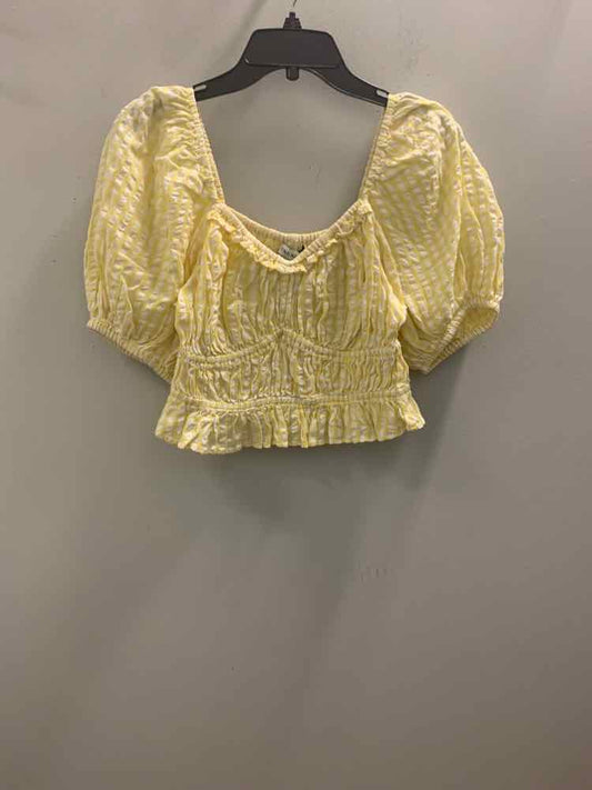 NWT AND NOW THIS Tops Size 0X YLW/WHT SHORT SLEEVES TOP