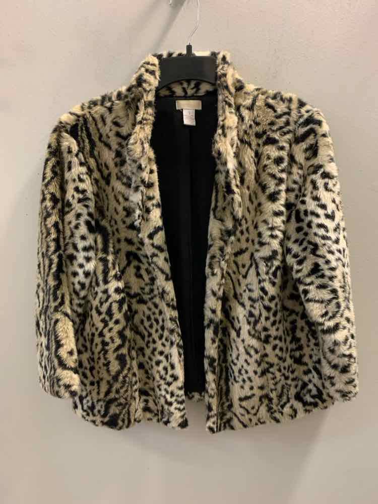 Size 1 CHICO'S BLK/BRN Animal Print LONG SLEEVES Coat