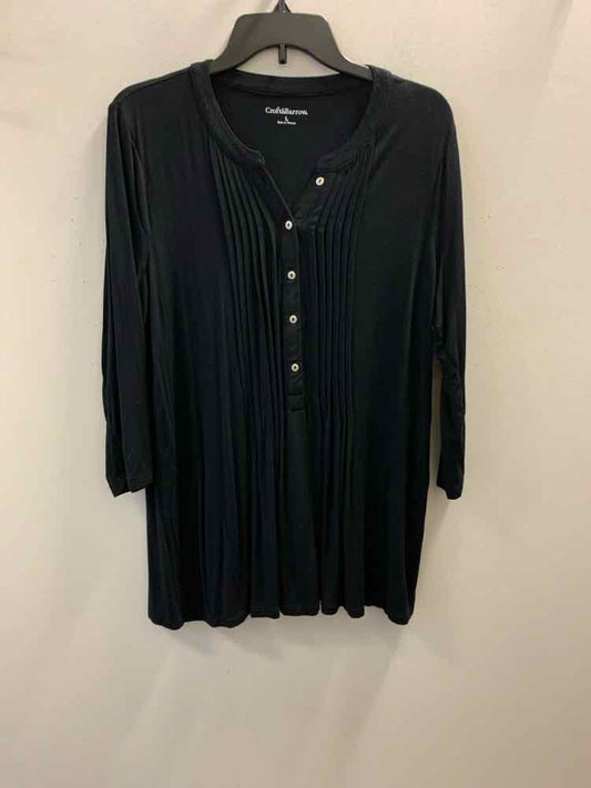 CRAFT & BARROW Tops Size L Black 3/4 SLEEVE TOP