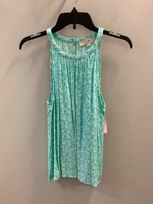 LOFT Tops Size M AQUA/WHT Floral HALTER TOP