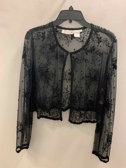 USED SCALA Tops Size XL Black Sequined OPEN TOP
