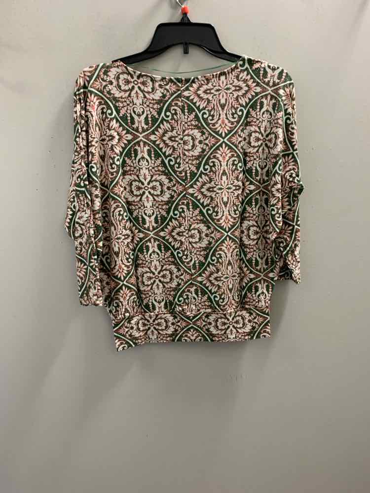 NWT JM COLLECTION Tops Size PP GRN/ORG/WHT 3/4 SLEEVE TOP