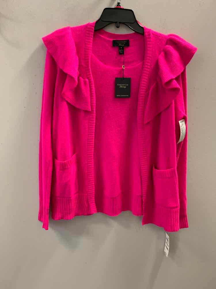 NWT CHARTER CLUB Tops Size M HOT PINK LONG SLEEVES Cardigan