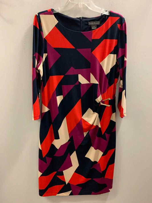 JESSICA HOWARD Dresses and Skirts Size 14 NVY/RED/PURP/CRM 3/4 SLEEVE Dress