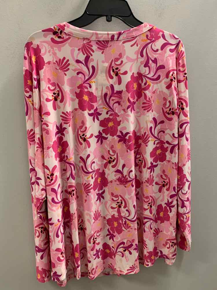 Size 3X INC PNK/WHT/YLW LONG SLEEVES NWT Floral TOP