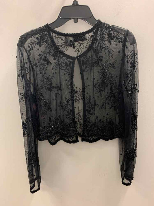 USED SCALA Tops Size XL Black Sequined OPEN TOP
