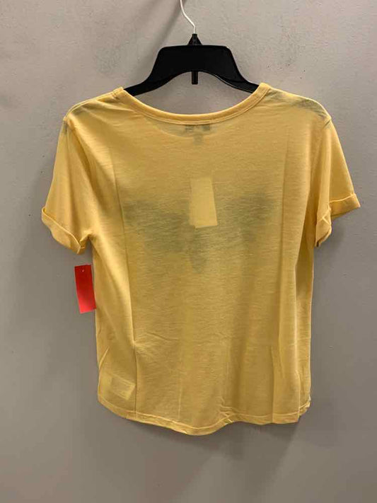 Size XS FRAYED Yellow SHORT SLEEVES TOP