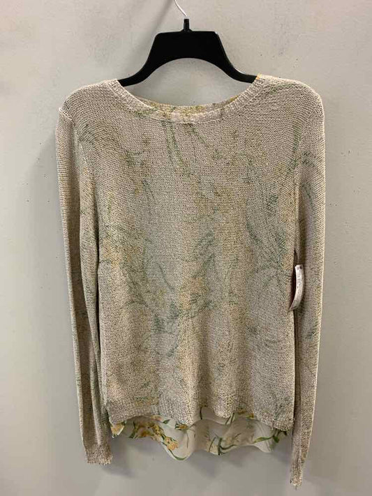 SIONI Tops Size M BEG/YEL/GRN Floral LONG SLEEVES TOP