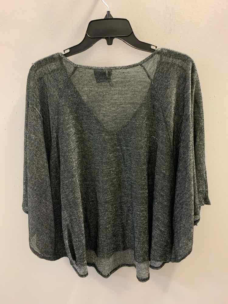 NEW DIRECTIONS Tops Size L CHARCOAL/SILVER PONCHO TOP