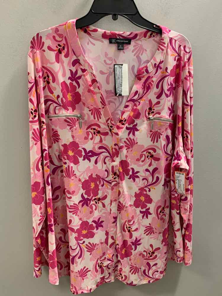 Size 3X INC PNK/WHT/YLW LONG SLEEVES NWT Floral TOP