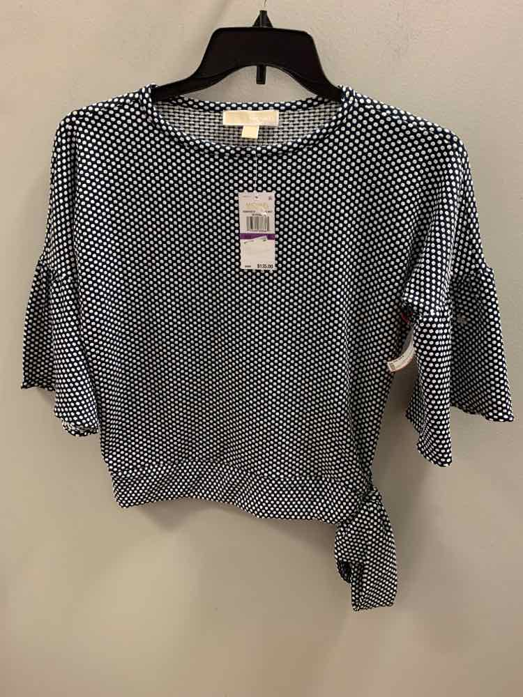 Size XS MICHAEL KORS NVY/WHT SHORT SLEEVES Polka Dot TOP