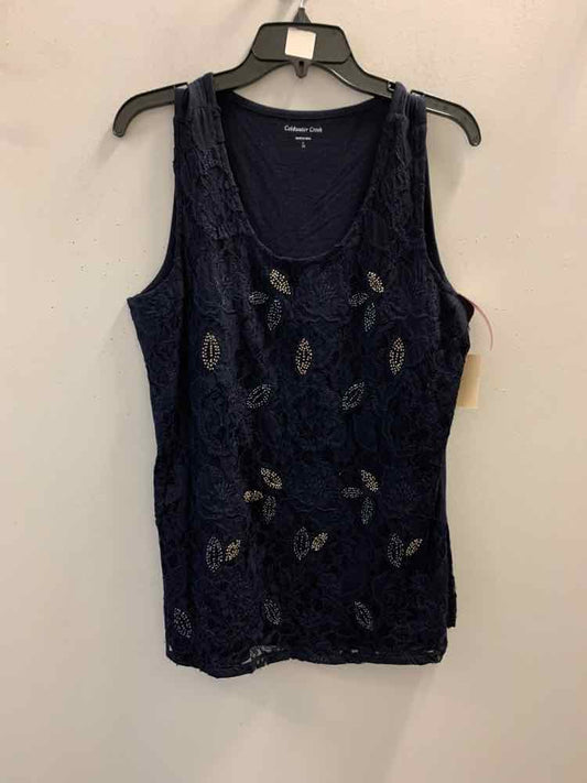 NWT COLDWATER CREEK Tops Size L NVY/SILVER SLEEVELESS TOP